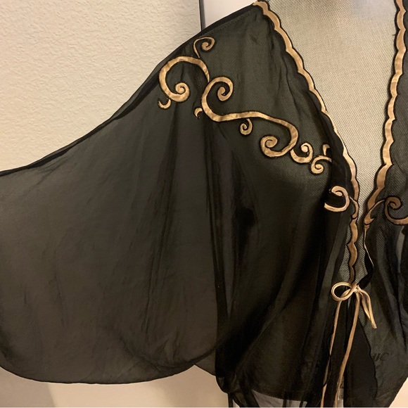 Victoria’s Secret gold label sheer tie jacket with satin tan trim one size fits - Picture 12 of 13